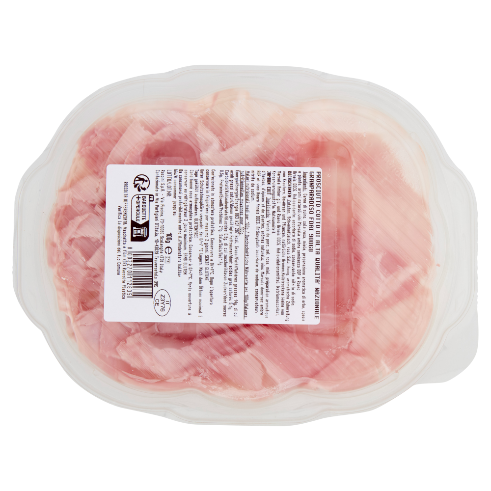 Raspini Prosciutto Cotto Alta Qualit&agrave; Gran Paradiso 100 g