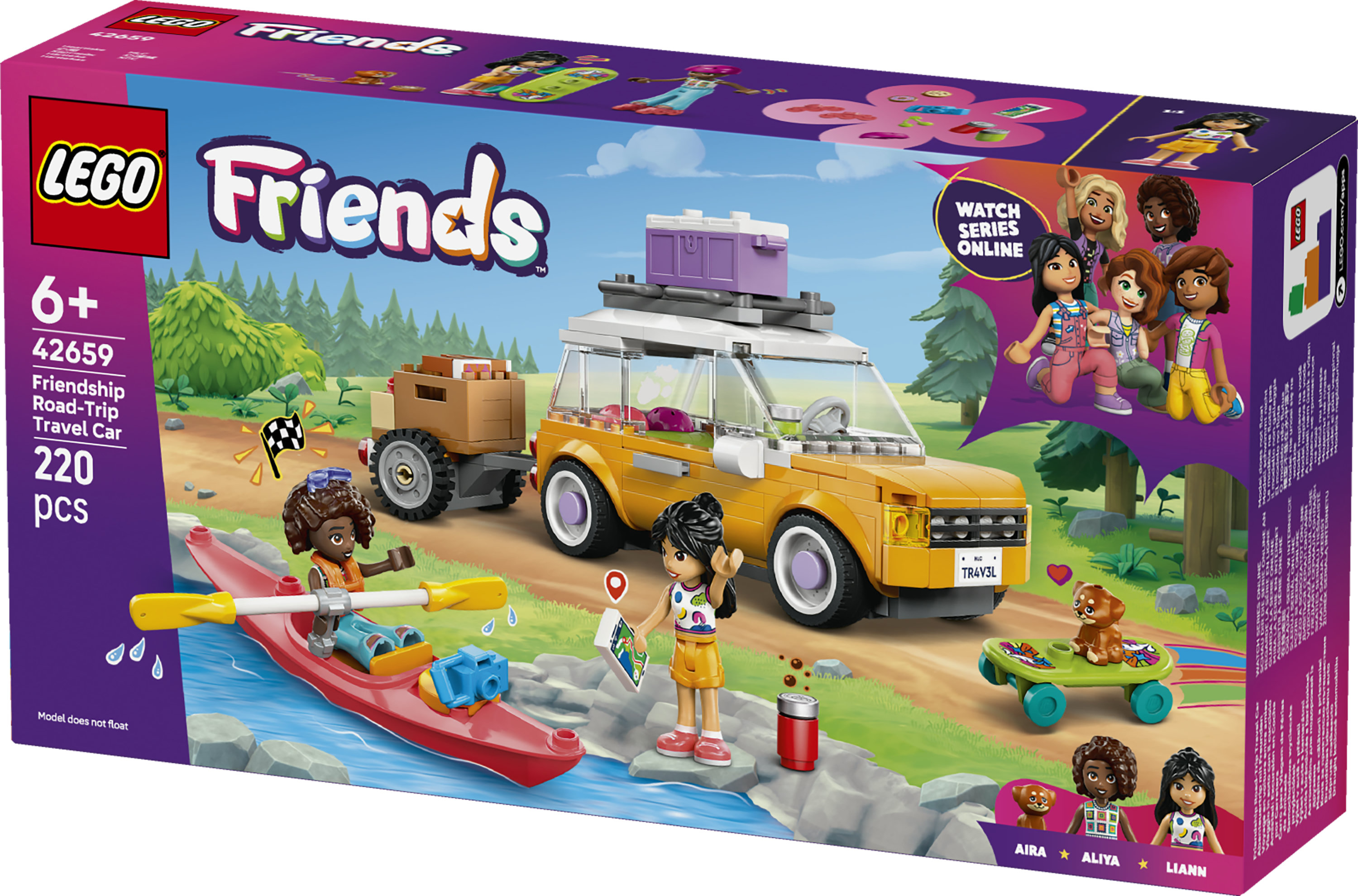 LEGO Friends 42659 Viaggio in Auto con il Cucciolo - Macchina Giocattolo con 2 Mini Bamboline, Cane e Accessori, Idea Regalo 6+
