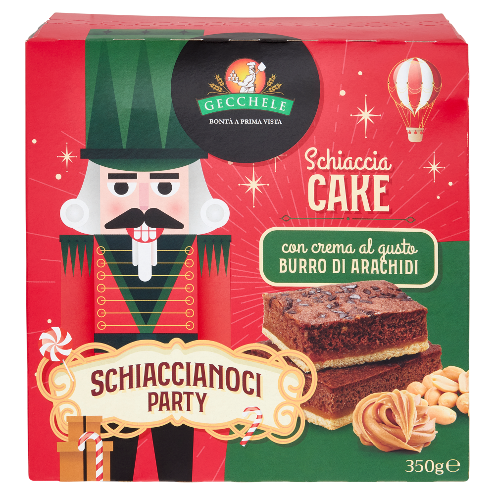 Gecchele Schiaccia Cake con crema al gusto Burro di Arachidi 350 g