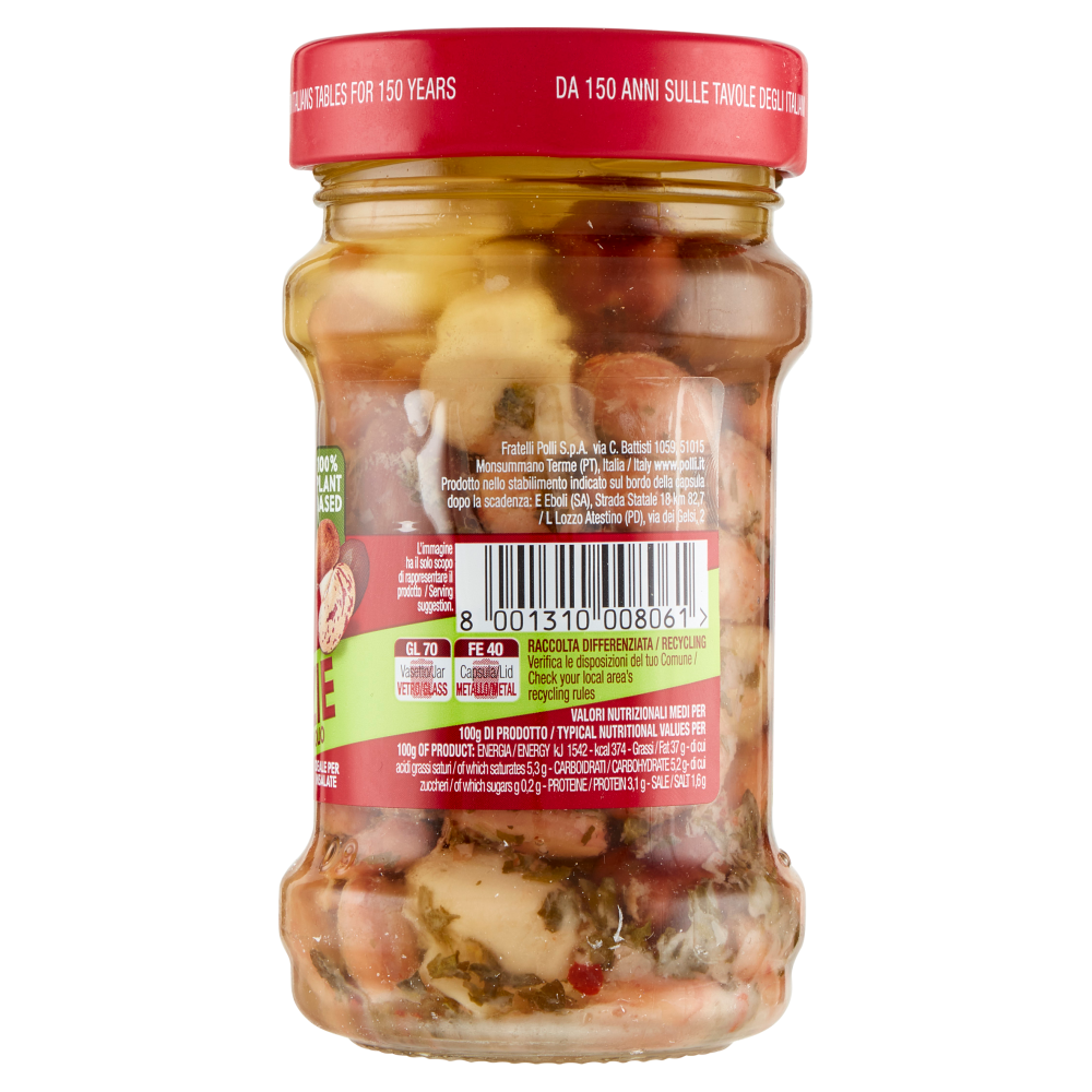 Polli Legumizie Borlotti, Funghi e Olive - in Olio 190 g