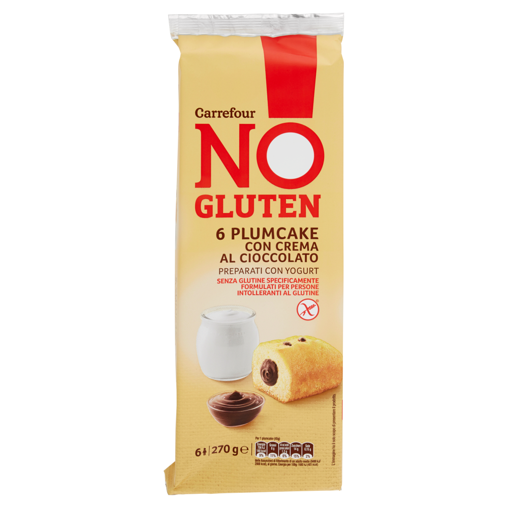 Carrefour No Gluten 6 Pulmcake con Crema al Cioccolato 6 x 45 g