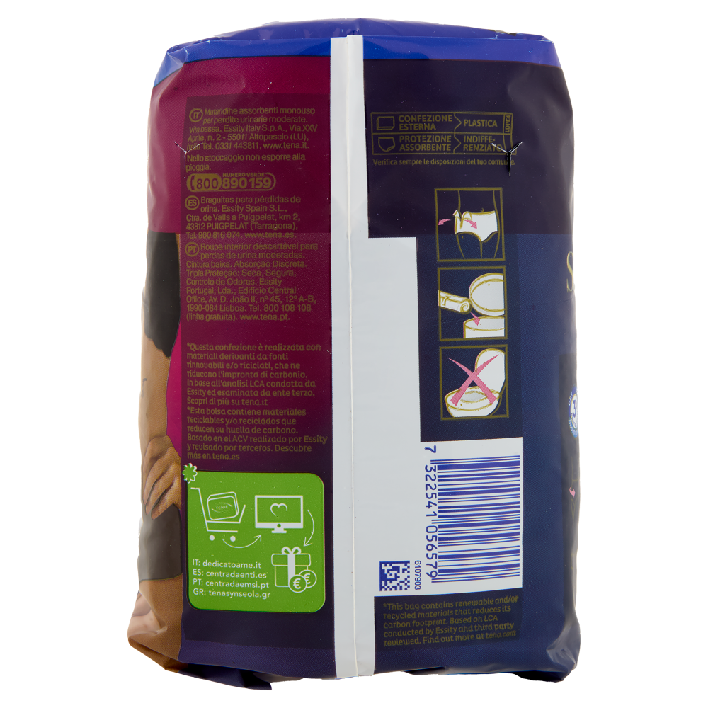 Tena Silhouette Vita Bassa Biancheria Intima Normal M Noir 10 pz