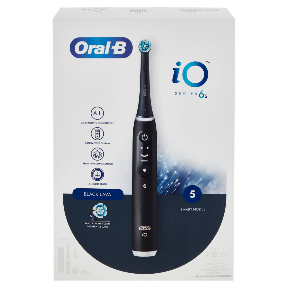 Oral-B iO Series 6s Spazzolino Elettrico Denti Ricaricabile Black Lava