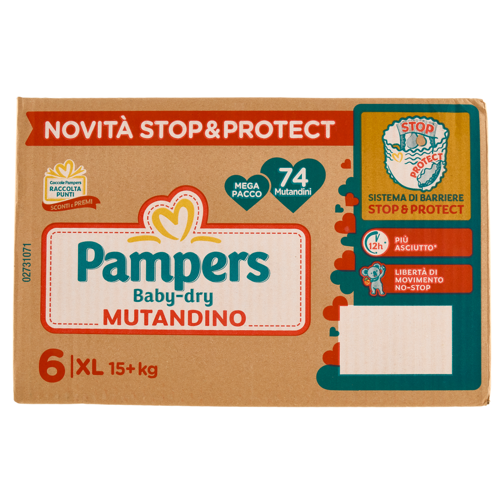 Pampers Baby-dry Mutandino XL 74 pz