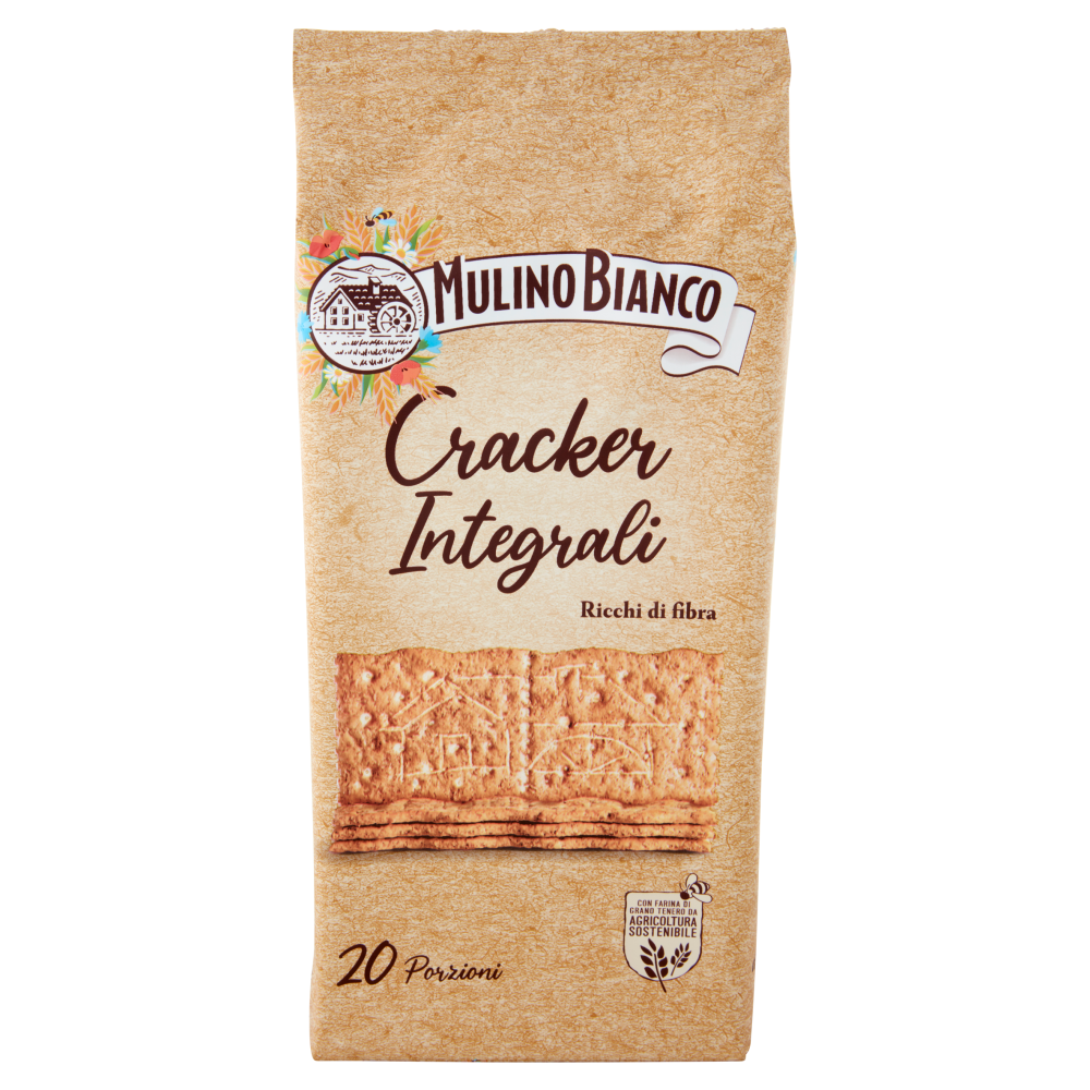 Mulino Bianco Cracker Integrali con Farina Sostenibile Ricchi di Fibre 500g