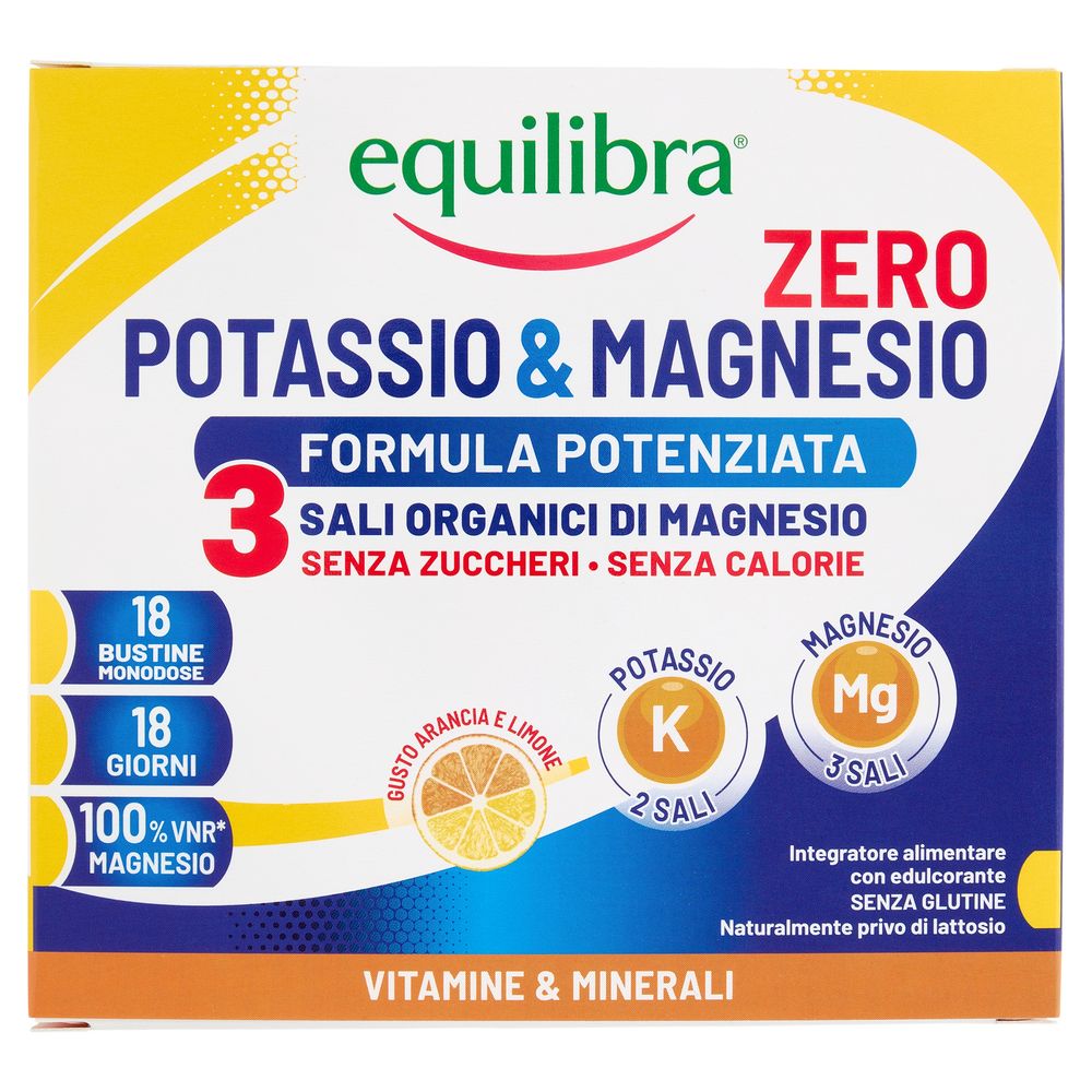 Equilibra Potassio e Magnesio Zero 3 Formula Potenziata Bustine Monodose 18 x 5,35 g