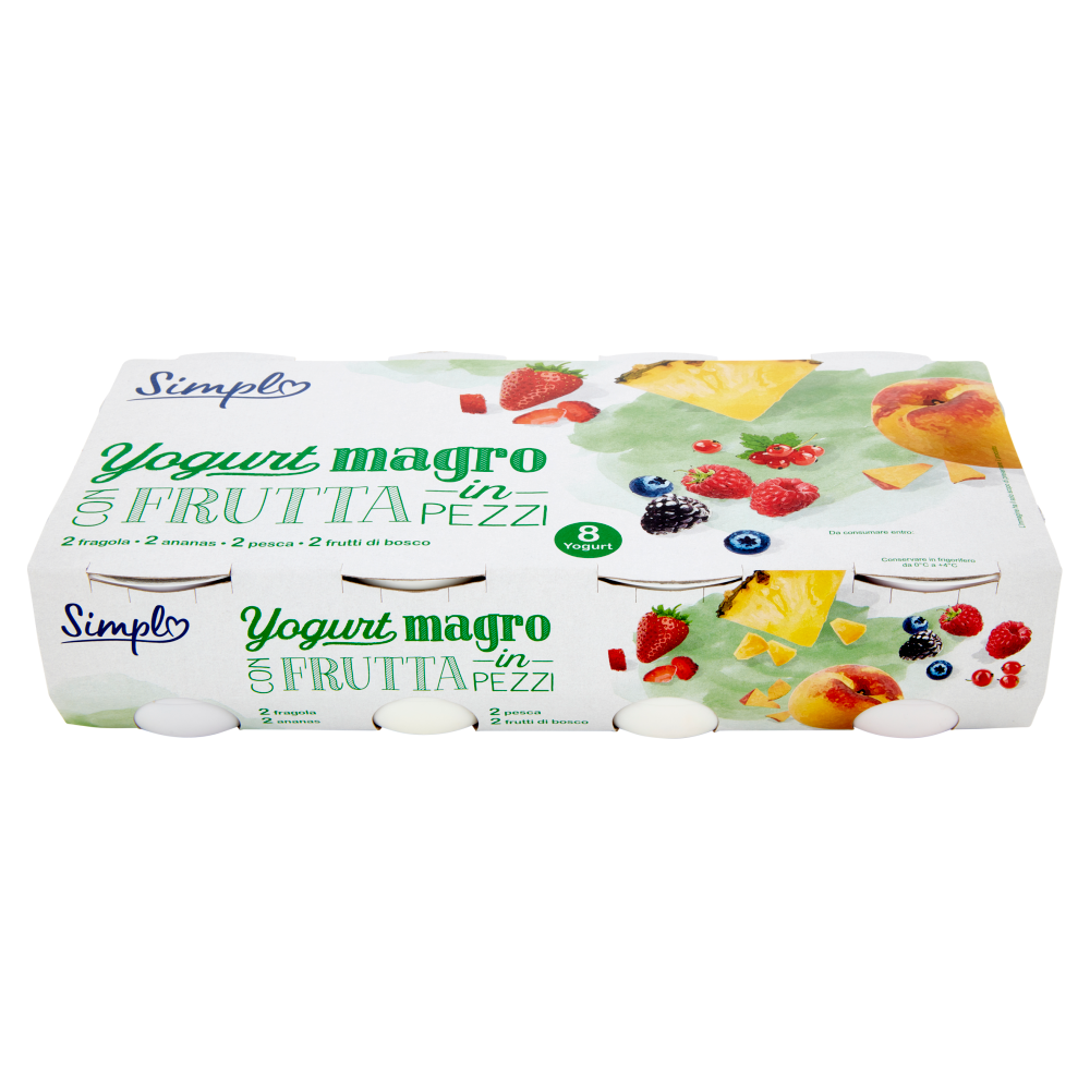 Simpl Yogurt magro con Frutta in Pezzi 2 fragola - 2 ananas - 2 pesca - 2 frutti di bosco 8 x 125 g