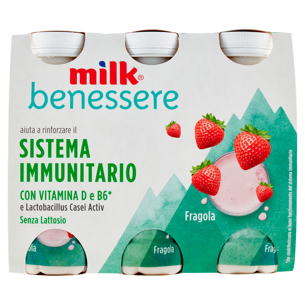 Milk benessere aiuta a rinforzare il Sistema Immunitario Fragola 6 x 100 g