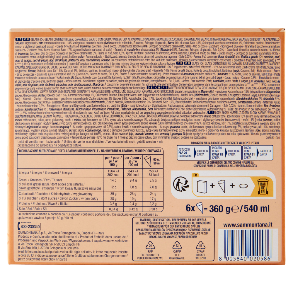 Sammontana Cinque Stelle Caramello salato 6 x 60 g