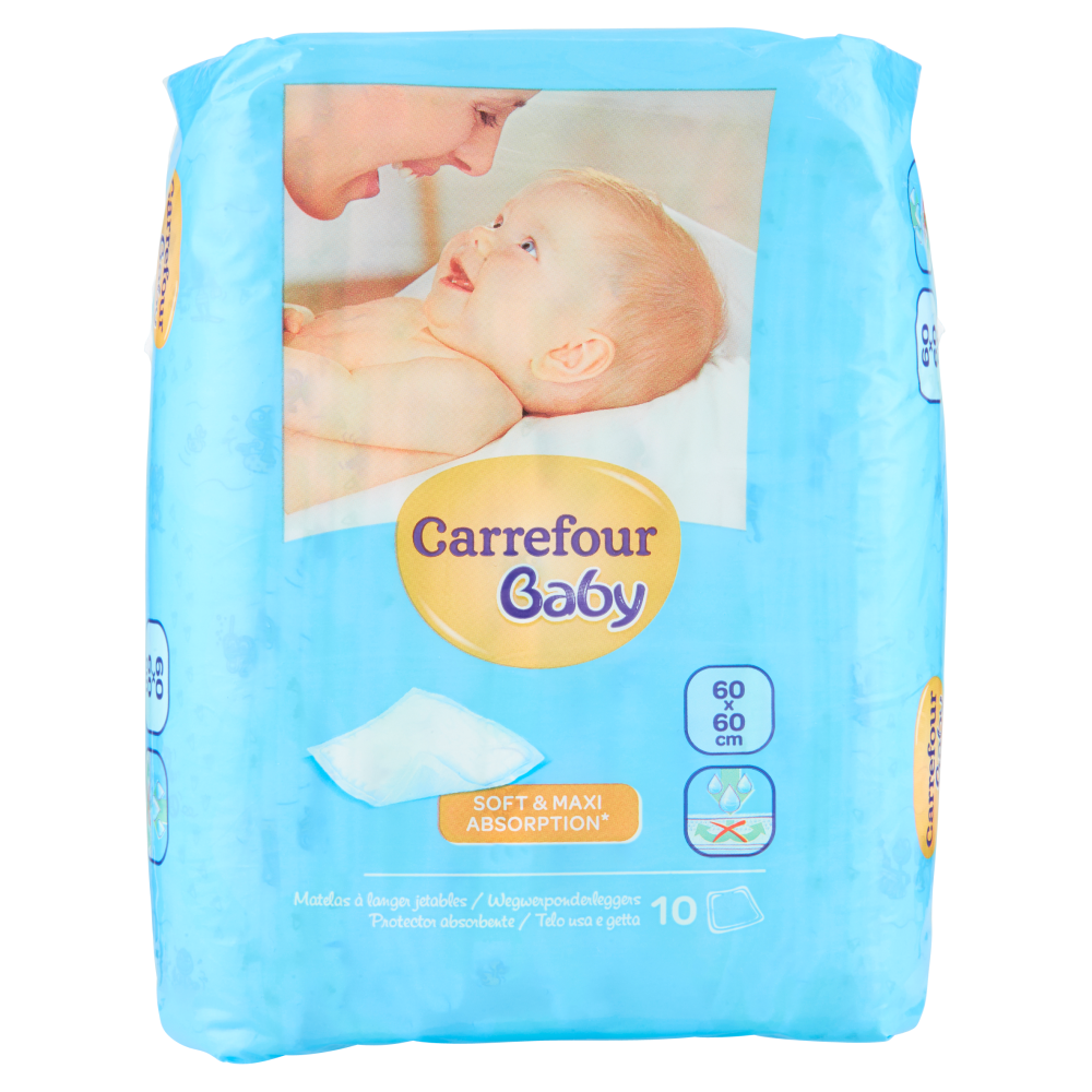 Carrefour Baby Telo usa e getta 60x60 10 pezzi