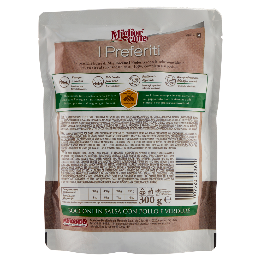 Migliorcane I Preferiti Bocconi in Salsa con Pollo e Verdure 300 g