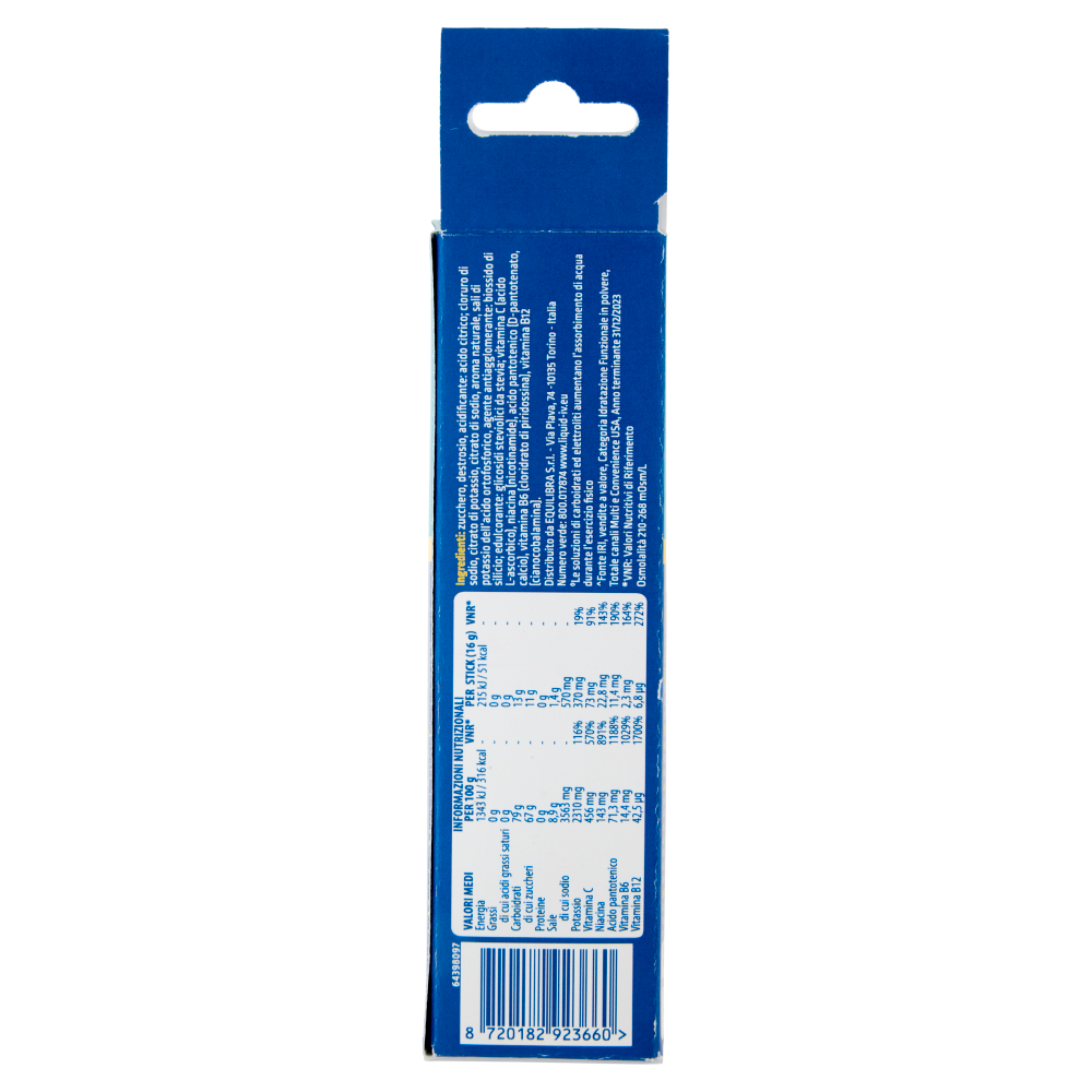 Liquid I.V. Hydration Multiplier Mix di Carboidrati ed Elettroliti in Polvere Lemon Lime 3 x 16 g