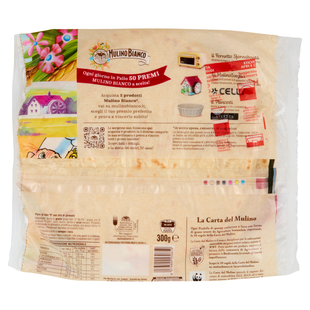 Mulino Bianco Piadelle Classiche Ideale per Piadina 4pz 300g