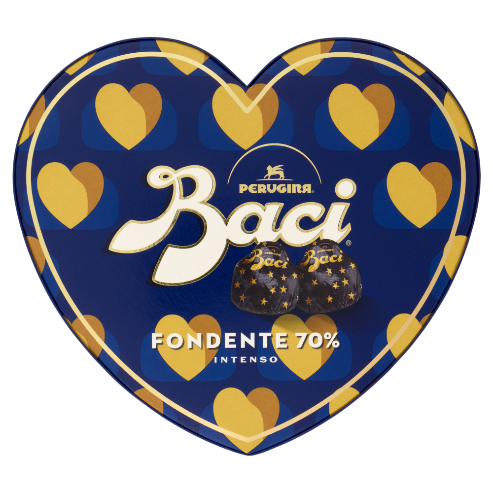 BACI PERUGINA Fondente 70% Cioccolatini Fondenti ripieni Gianduia Scatola Cuore San Valentino 100g