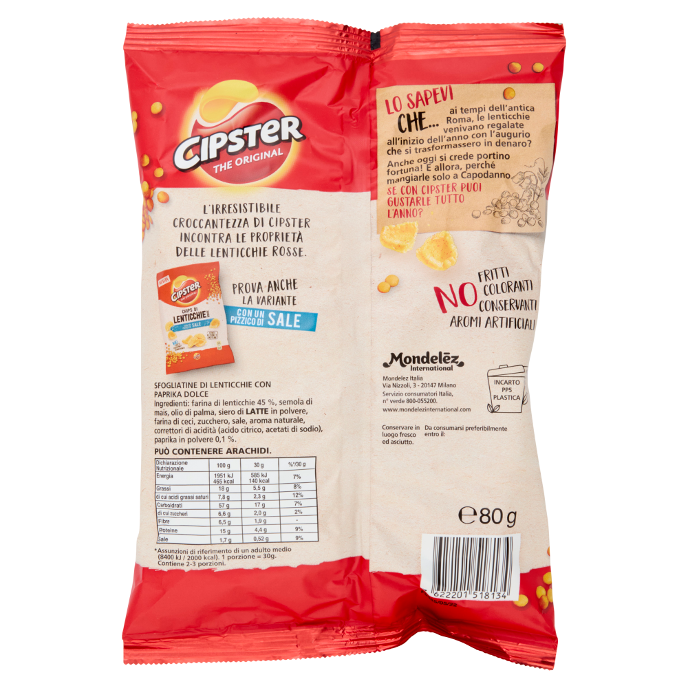 Cipster The Original Chips di Lenticchie Rosse alla Paprika - 80g