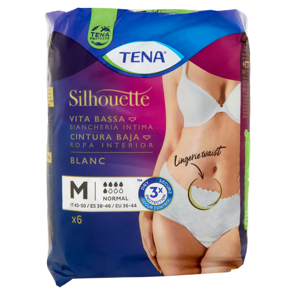 Tena Silhouette Vita Bassa Biancheria Intima Normal M Blanc 6 pz