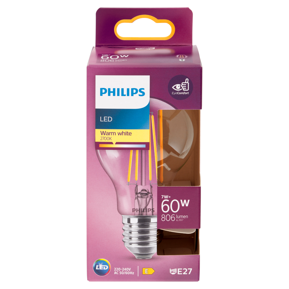 Philips Led goccia filamento 60W E27 2700K