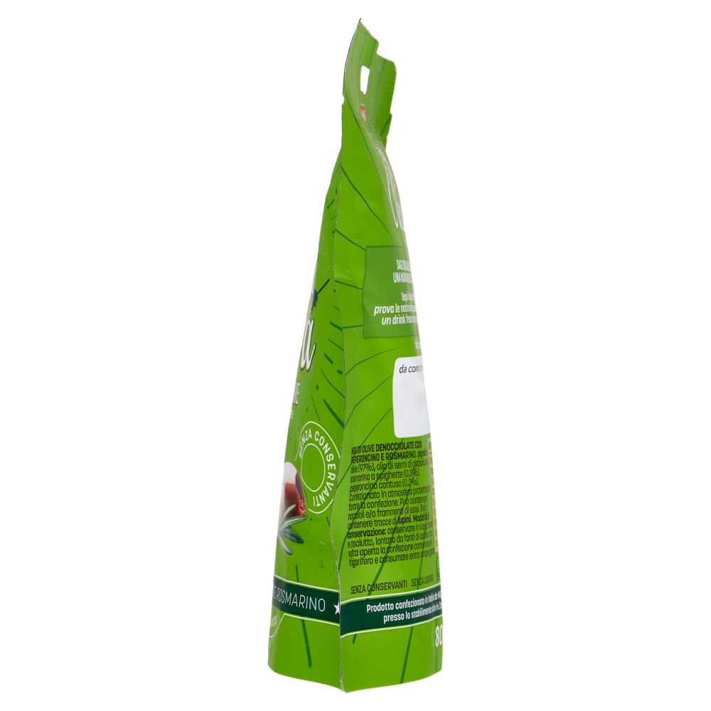 Madama Oliva Happy Oliva  Mix di Olive denocciolate Gusto Peperoncino e Rosmarino 80 g