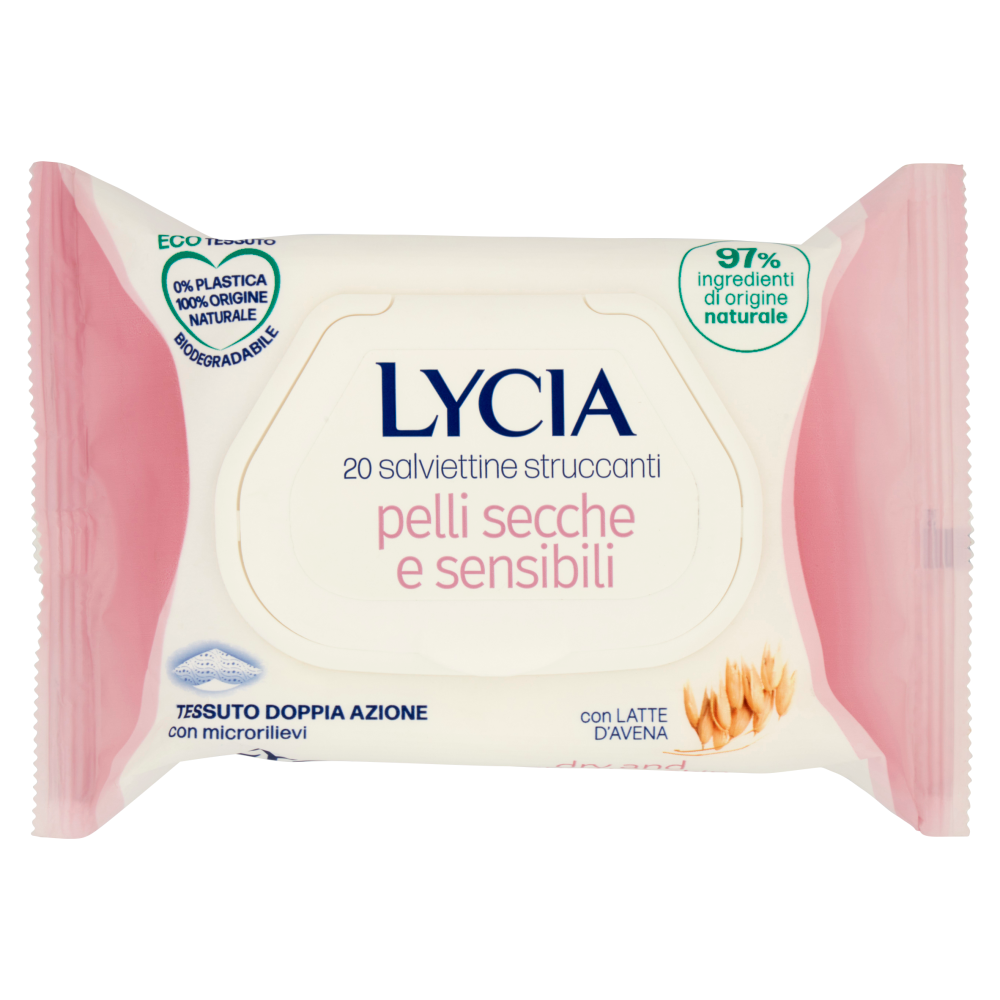 Lycia salviette struccanti pelli secche e sensibili con Latte d'Avena 20 pz
