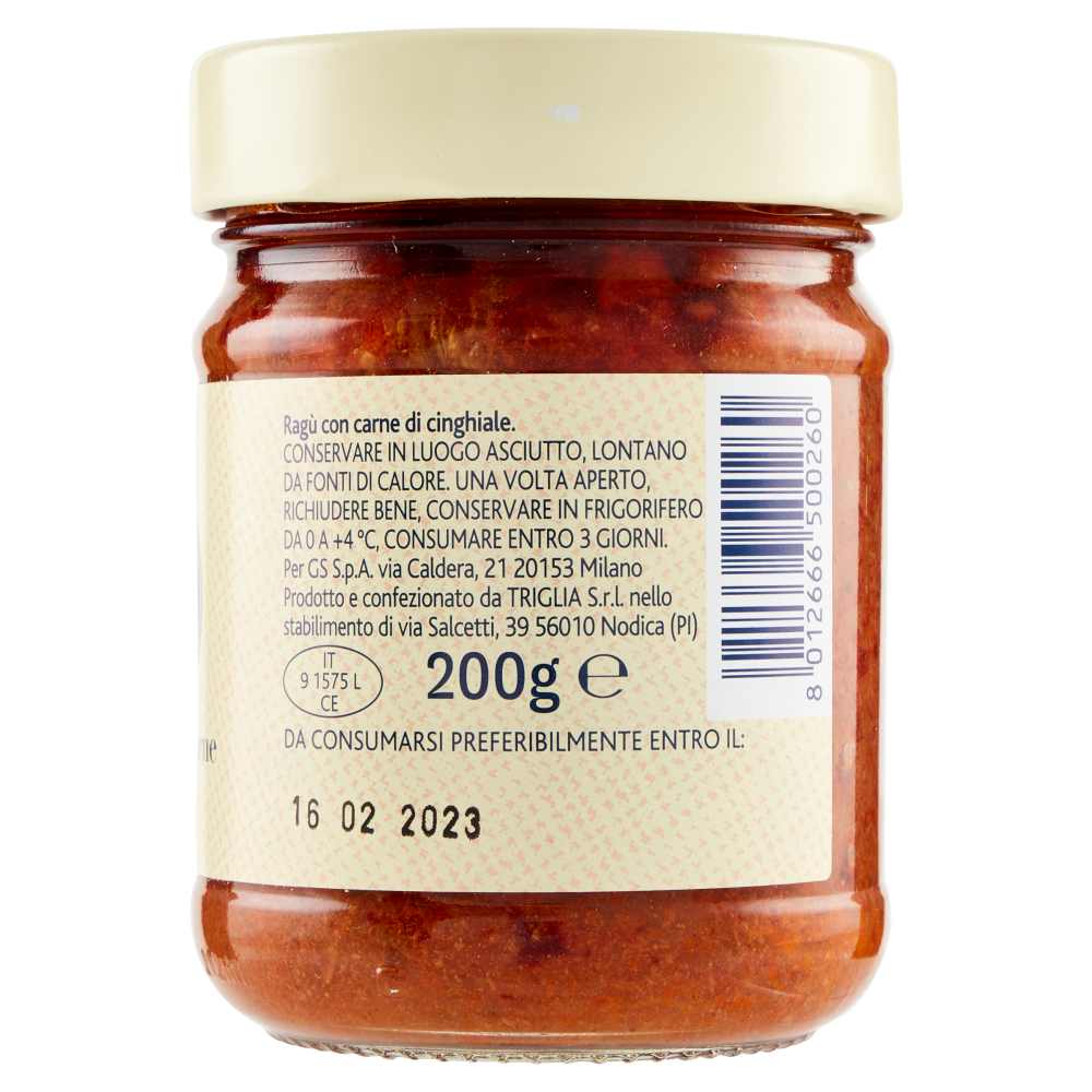 Terre d'Italia Ragù con carne di cinghiale 200 g