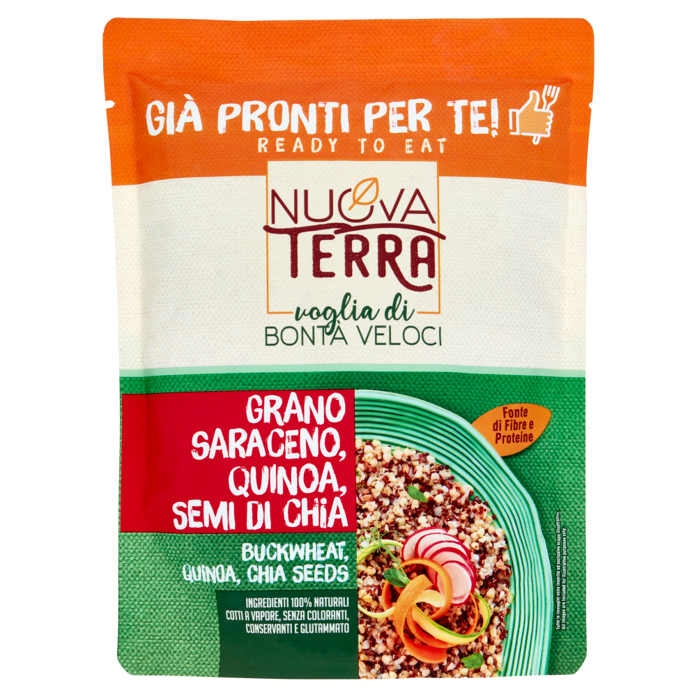 Nuova Terra Gi&agrave; Pronti per Te! Grano Saraceno, Quinoa, Semi di Chia 250 g