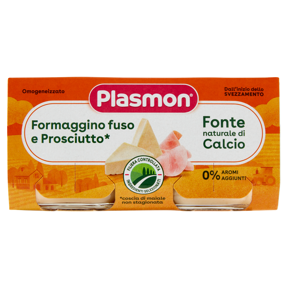 Plasmon Omogeneizzato Formaggino fuso e Prosciutto* 2 x 80 g