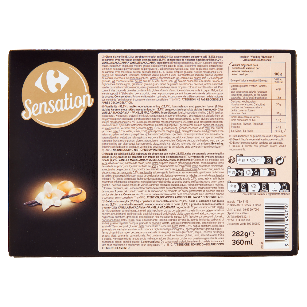Carrefour Sensation Vanilla Macadamia 4 Gelati 282 g
