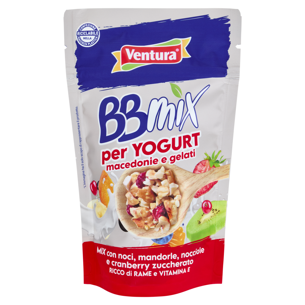 Ventura BBmix per Yogurt macedonie Mix con noci, mandorle, nocciole e cranberry zuccherato 150 g