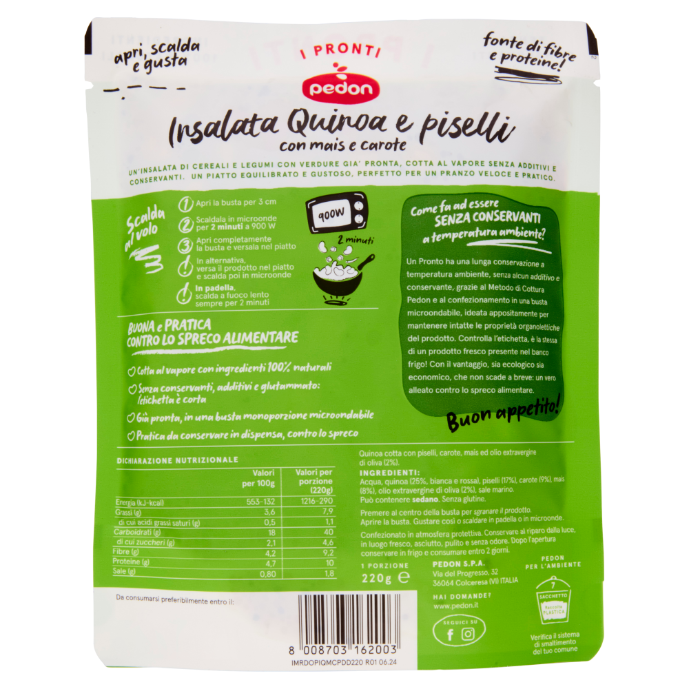 pedon I Pronti Insalata Quinoa e piselli 220 g