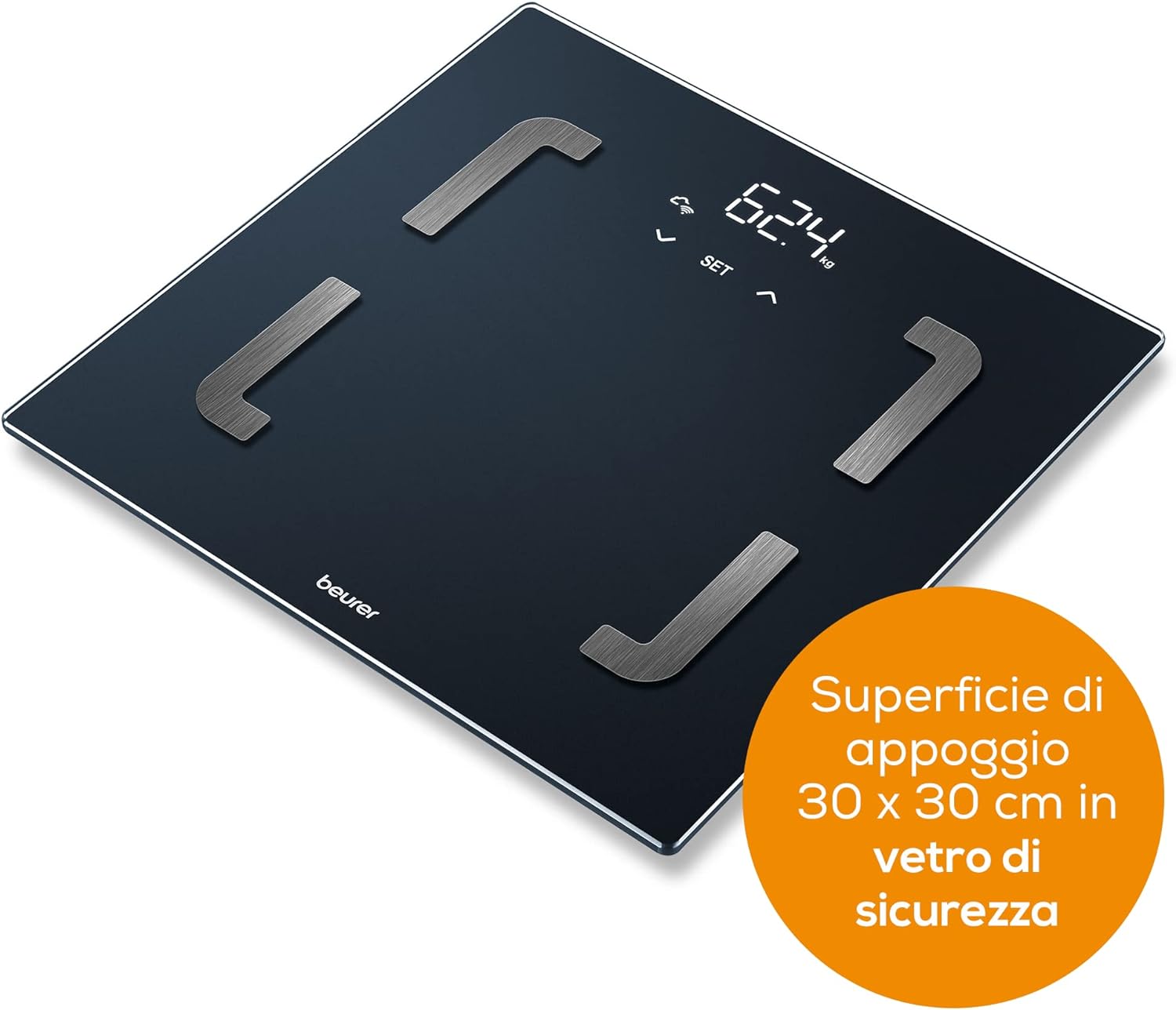 Beurer BF 880 Bilancia diagnostica WIFI e Bluetooth digitale con app, determinazione e analisi dei valori corporei, misurazione della percentuale di grasso corporeo e muscolare, max 180 kg