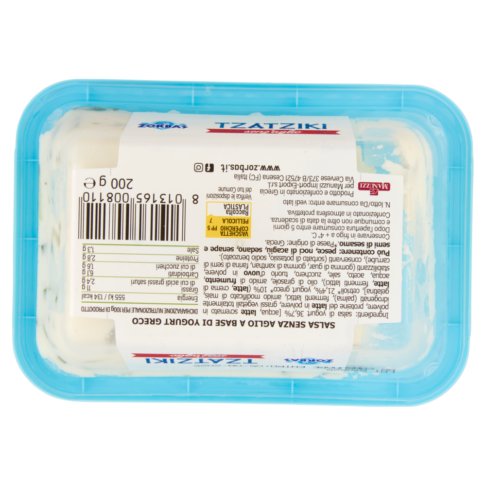 Zorbas Tzatziki Senz'aglio 200 g