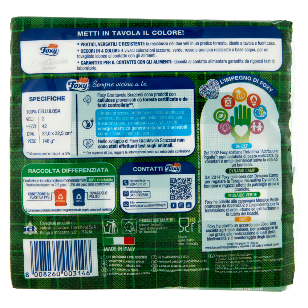Foxy GranTavola Scozzesi Tovaglioli Doppiovelo 42 pz