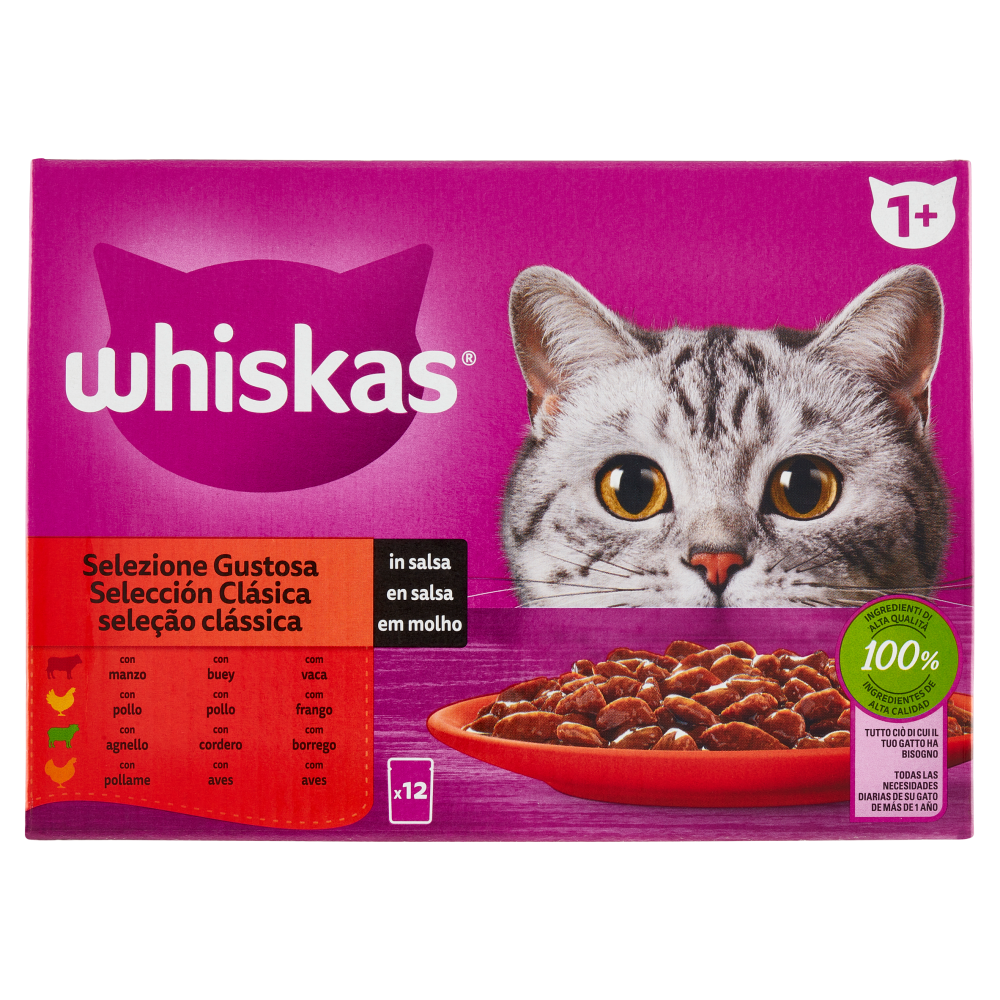 Whiskas Selezione Gustosa in salsa con manzo, con pollo, con agnello, con pollame 12 x 85 g