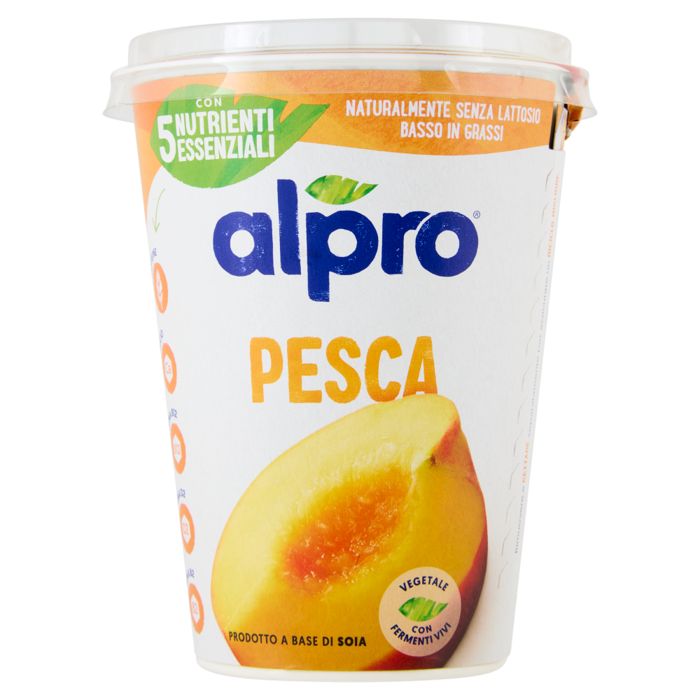 ALPRO Alternativa Vegetale allo Yogurt, gusto Pesca, basso in Grassi, Naturalmente No Lattosio, 400g