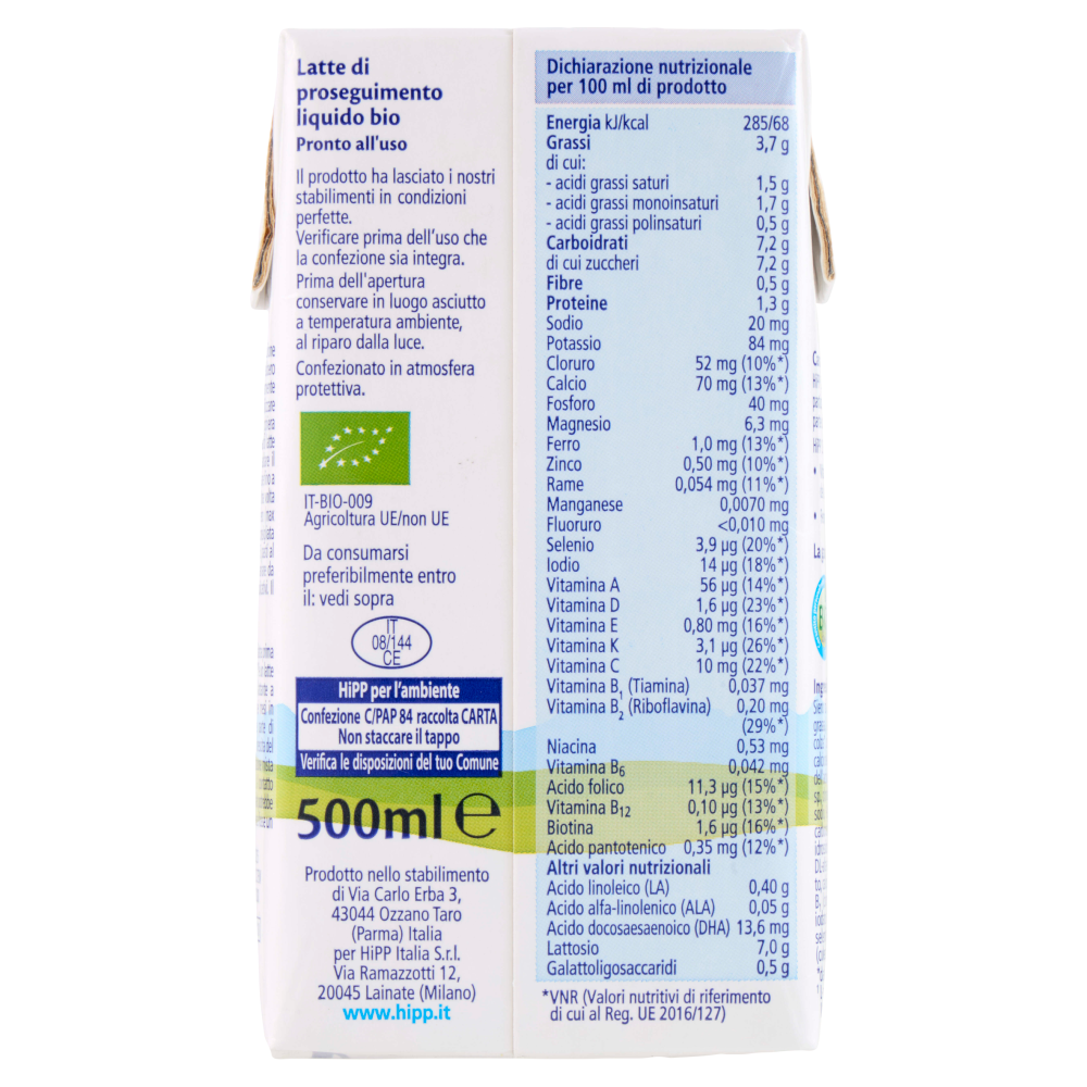 HiPP Bio Combiotic Latte di Proseguimento Bio 2 500 ml