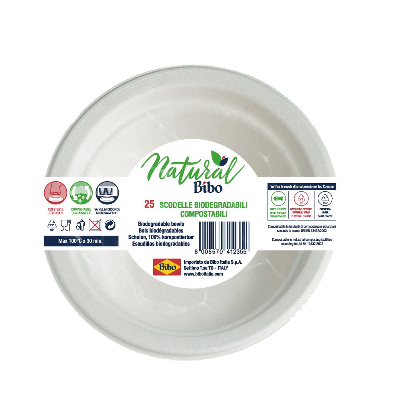 BIBO 25 Scodelle In Polpa Di Cellulosa Biodegradabili E Compostabili