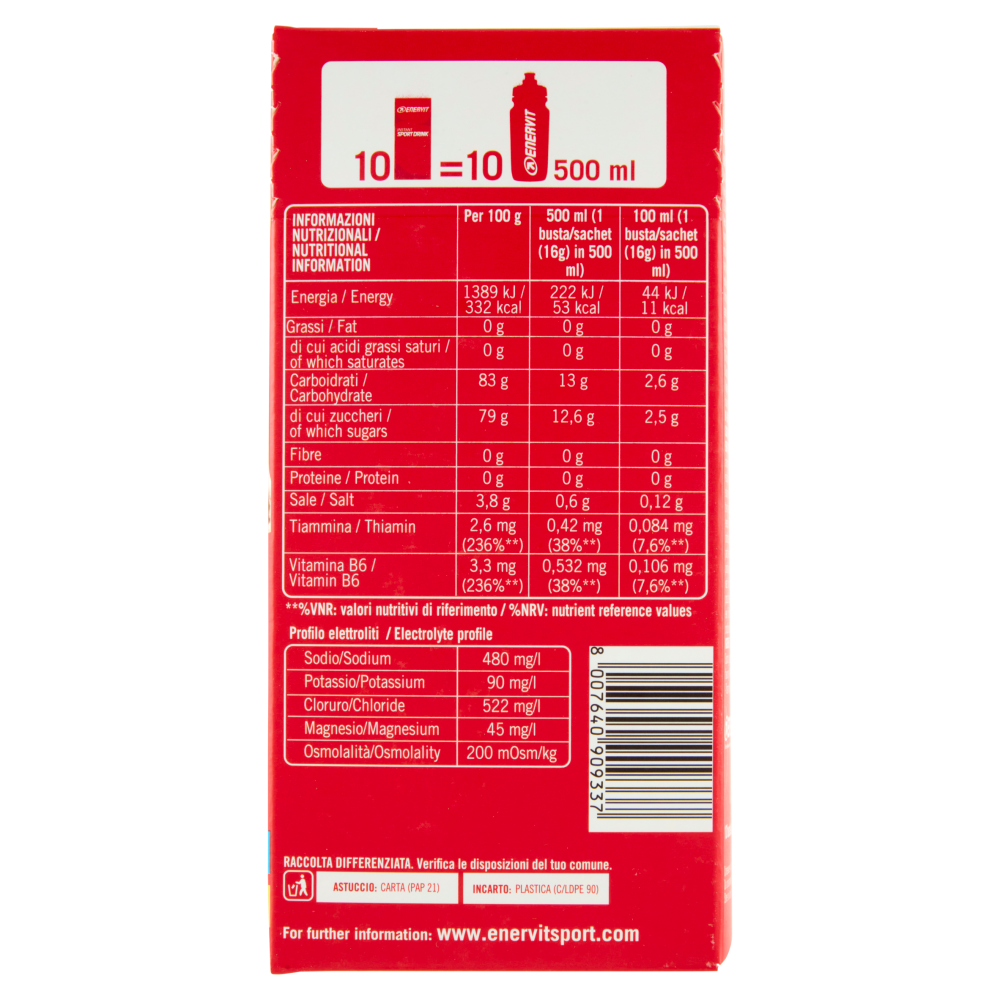 Enervit Instant Sport Drink Lemon Flavour 10 x 16 g