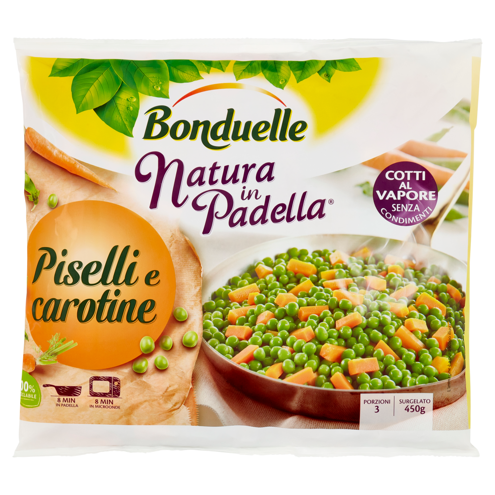 Bonduelle Natura in Padella Piselli e carotine Surgelato 450 g
