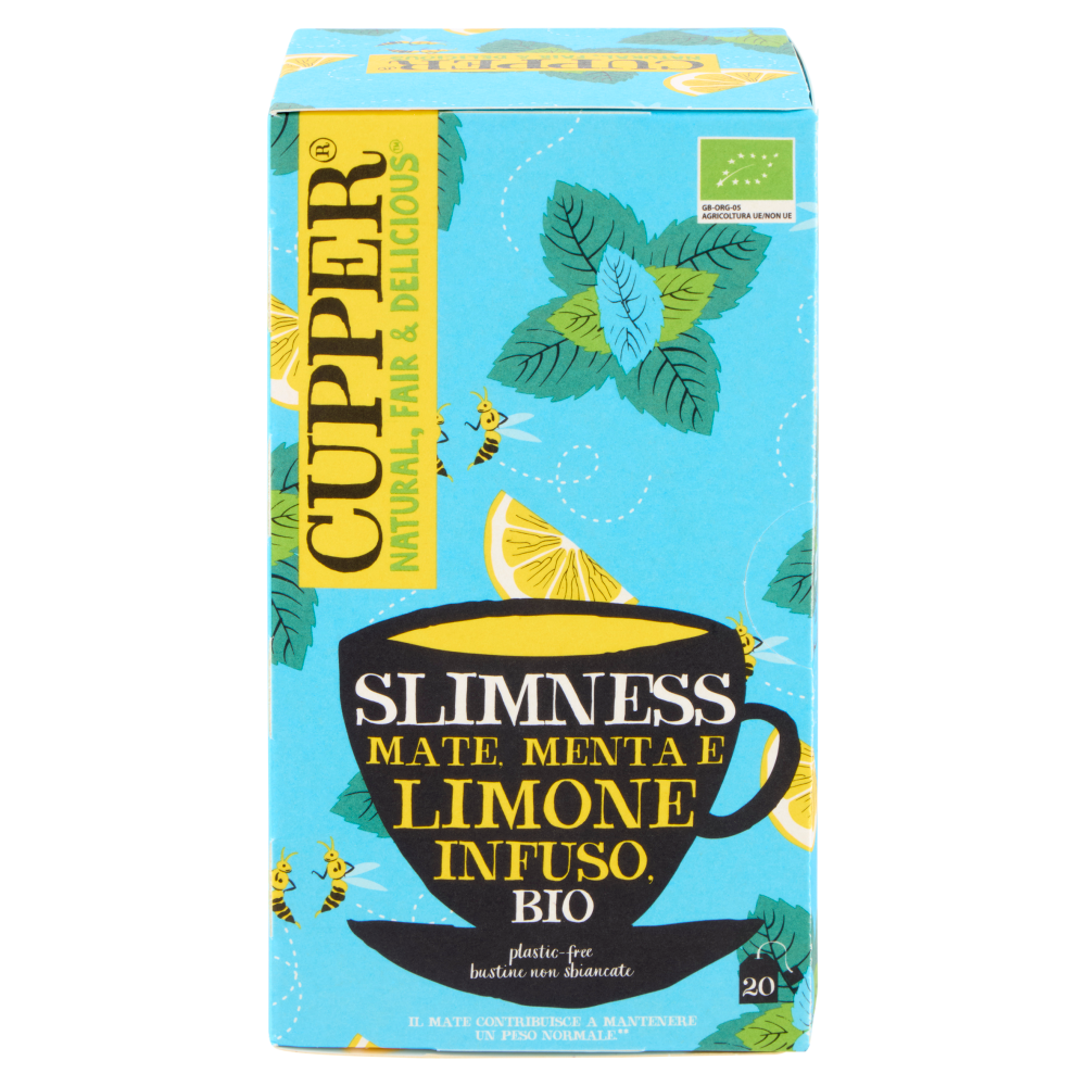 CUPPER My Slim Mate Infuso Bio di Mate Menta e Limone, 20 Bustine 40 g