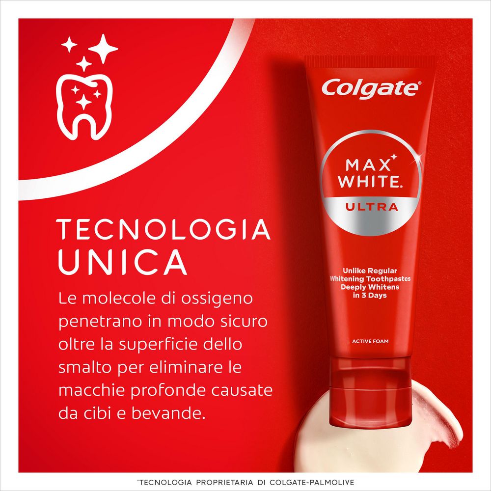 Colgate dentifricio sbiancante Max White Ultra Active Foam 50 ml