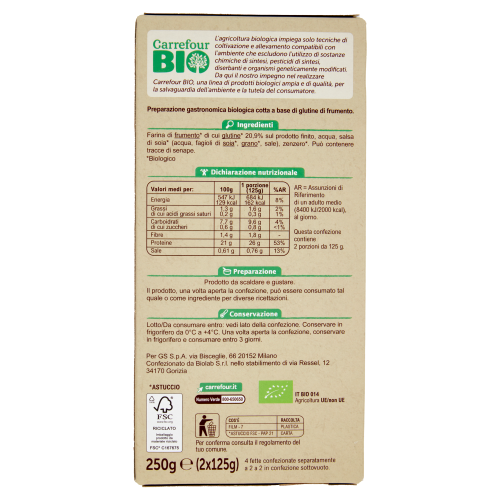 Carrefour Bio Seitan al naturale 2 x 125 g