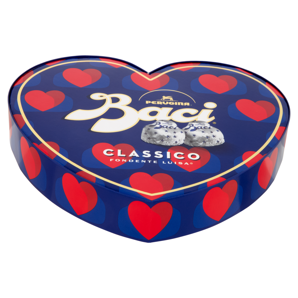 BACI PERUGINA Classico Cioccolatini Fondenti ripieni al Gianduia Scatola Cuore San Valentino 100g