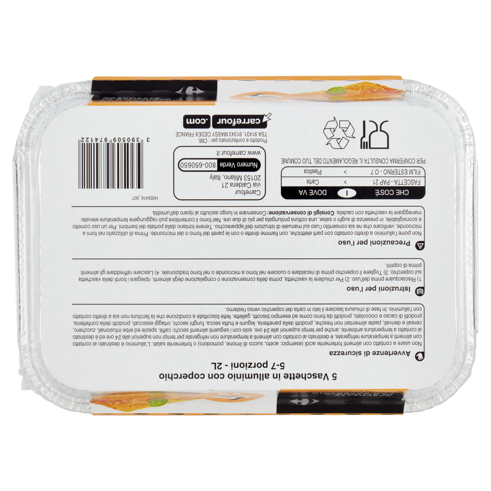 Carrefour Vaschette in Alluminio con Coperchio 5-7 Porzioni 5 pz