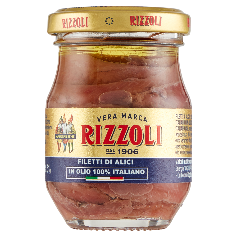 Rizzoli Filetti di Alici in Olio 100% Italiano 90 g