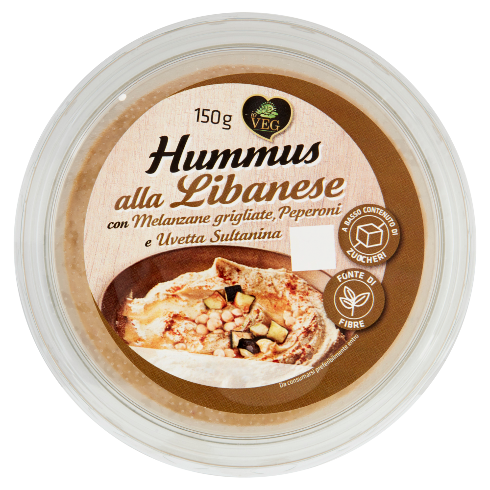 io VEG Hummus alla Libanese con Melanzane grigliate, Peperoni e Uvetta Sultanina 150 g