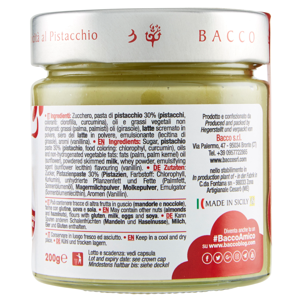 Bacco la Golosa di Bacco Crema dolce di Pistacchio 200 g