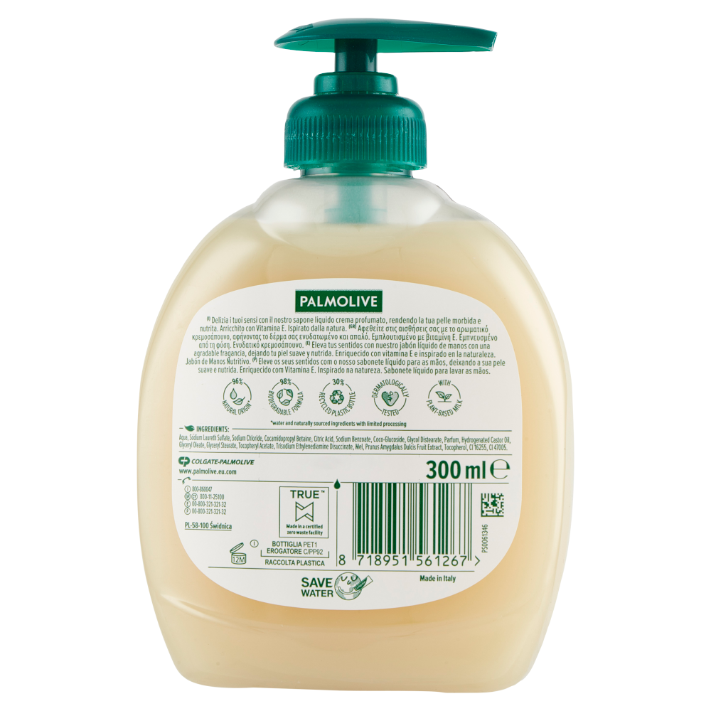 Palmolive sapone liquido mani Naturals Latte e Miele 300 ml