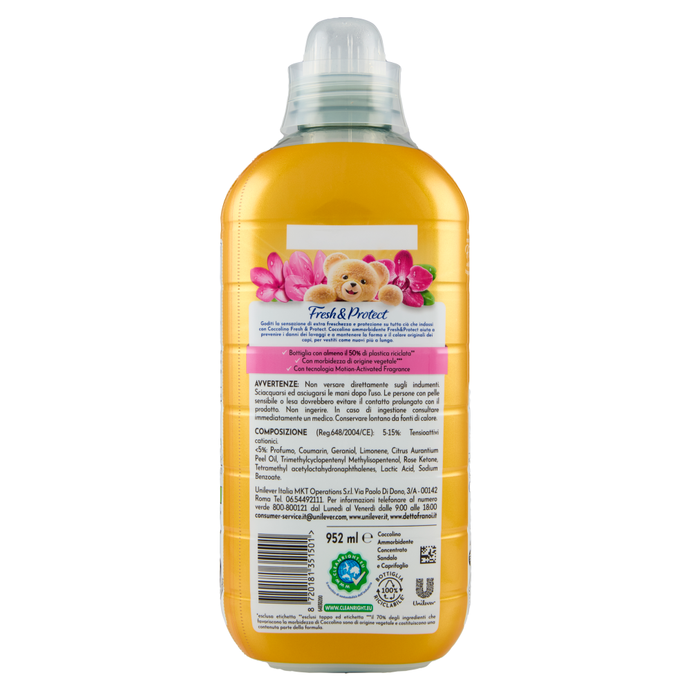 Coccolino Ammorbidente Concentrato Fresh & Protect Sandalo & Caprifoglio 41 Lavaggi 952 ml