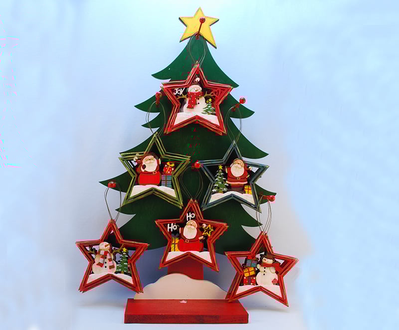 Carrefour Stella In Legno cm.14 Decor. In Expo Da 48 Pezzi