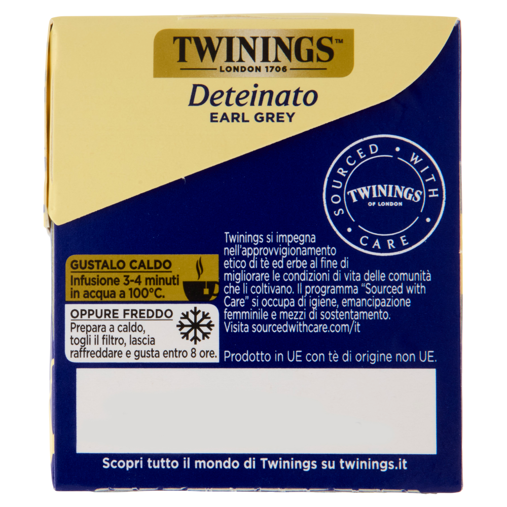 Twinings Deteinato Earl Grey Tè Nero Deteinato dal sapore di Bergamotto 20 filtri The 40 g